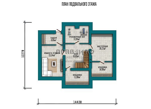 Проект дома с жилой мансардой и цокольным этажом S2-364 (248-364-1МП)