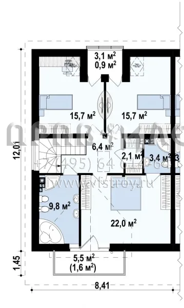 Проект таунхауса с гаражом на две квартиры  S3-158-3 (ZB4)