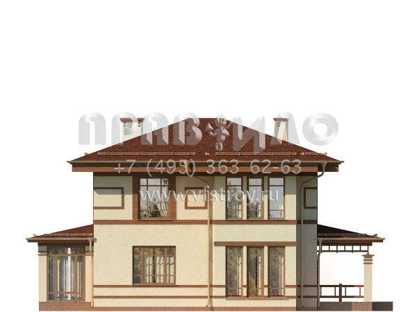 Коттедж из газобетона в японском стиле S7-207 (3-15)