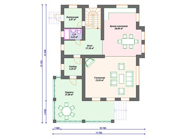 Проект комбинированного дома с мансардой S4-207 (А-012)
