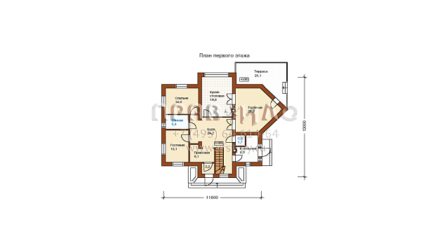 Проект дома с большой террасой K-234-1P