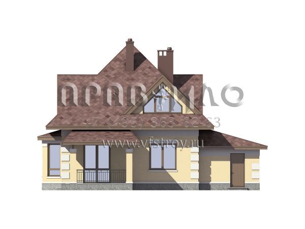 Проект небольшого дома из газобетона с шатровой крышей S7-132 (3-13b.1)