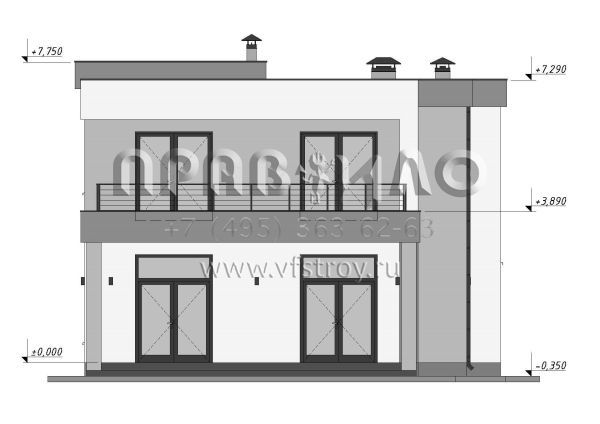 Проект дома в стиле Хай-тек с эксплуатируемой кровлей S-182