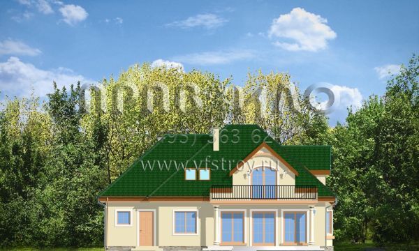 Проект дома с колоннами и люкарнами S8-219-1 (Сага)