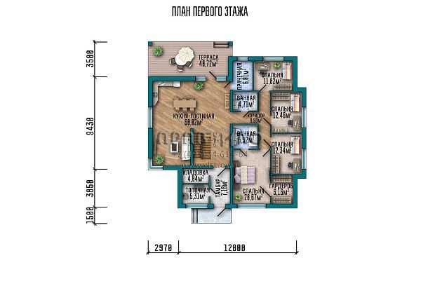 Проект двухэтажного дома в стиле хай тек с плоской эксплуатируемой крышей S2-318 (039-318-2)