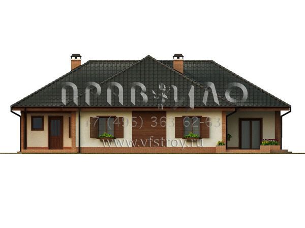 Проект одноэтажного дома с камином и встроенным гаражом S3-202 (Z17)