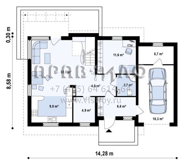 Проект экономичного комфортабельного дома S3-168-1 (Z127)