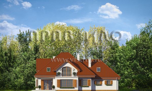 Проект дома с балконом над крыльцом S8-280-1 (Офелия)