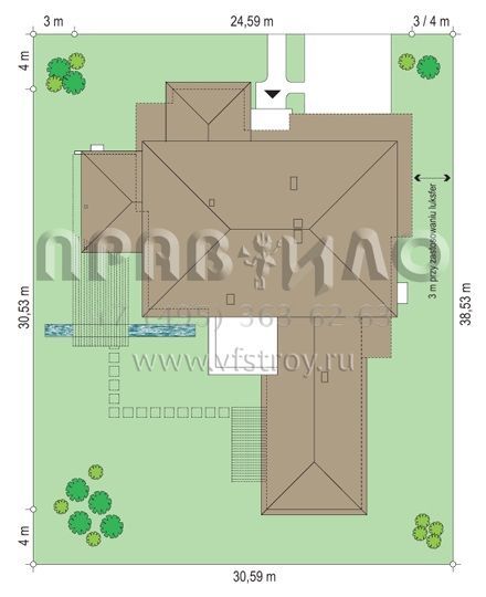 Проект солидного коттеджа с бассейном S8-596 (Вилла с Бассейном)
