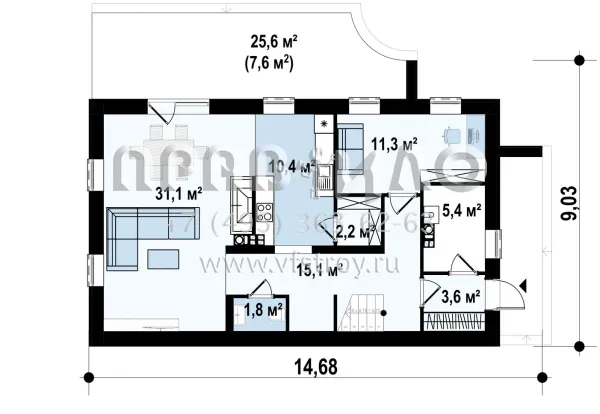 Проект дома из керамических блоков (кирпича, газобетона) S3-156-5 (zx60 bg)