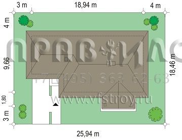 Проект одноэтажного коттеджа для нестандартного участка S8-166-3 (Д05 с Гаражом)