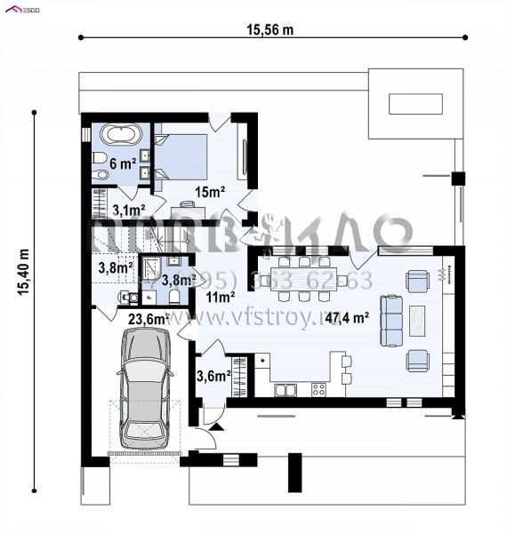 Проект современного мансардного дома с гаражом и с террасами на двух уровнях S3-169-8 (Z457)