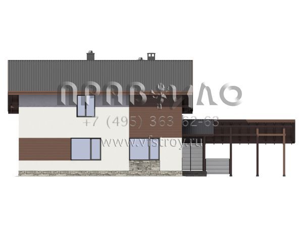 Экономичный загородный дом с навесом S7-167 (3-32а)