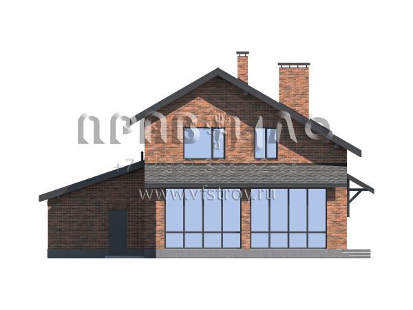 Проект дома из газобетона с кирпичной облицовкой S7-192 (3-37b.1)