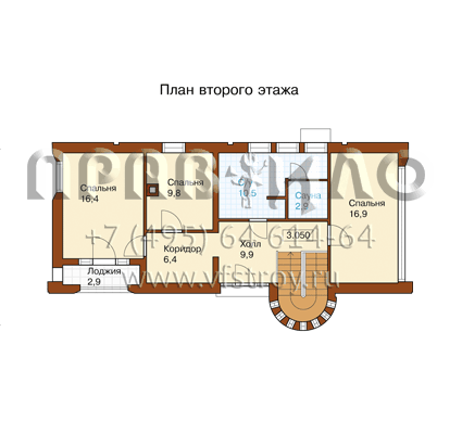 Двухэтажный дом с плоской крышей в стиле хай-тек K-172-1P