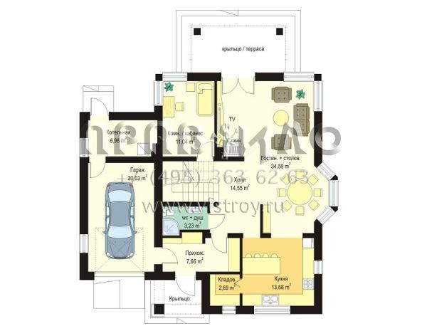 Проект яркого загородного дома S8-234-1 (Примус)