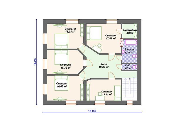 Проект каменного дома с гаражом на 2 машины S4-310 (К-004)