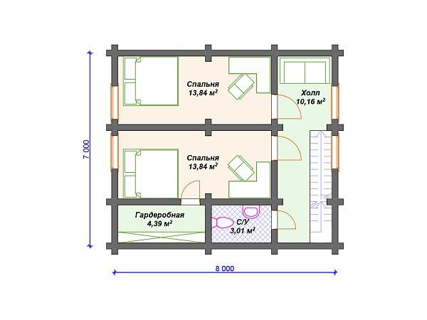 Проект деревянной бани SB4-107 (Б-074)