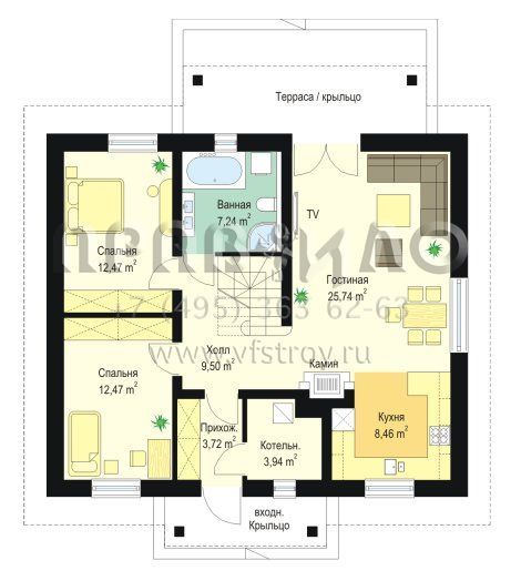 Проект небольшого мансардного коттеджа S8-142-1 (Жабка 2)