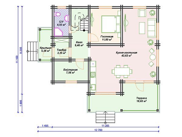Проект деревянного дома  S4-180 (ДС-152)