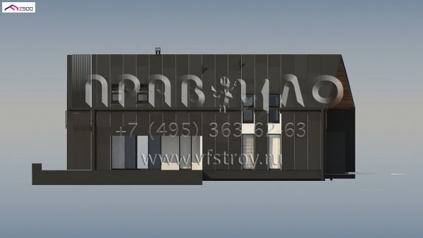 Проект стильного загородного дома с встроенным гаражом и с крытой террасой S3-182-6 (Z393)