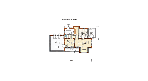 Современный коттедж с огромной гостиной с камином J-193-1P