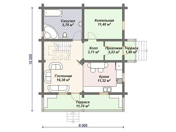 Проект деревянного дома с мансардой S4-125 (ДО-090)