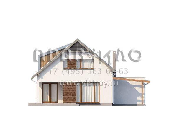 Проект одноэтажного дома с мансардой и крытой террасой S3-164-2 (ZX23)