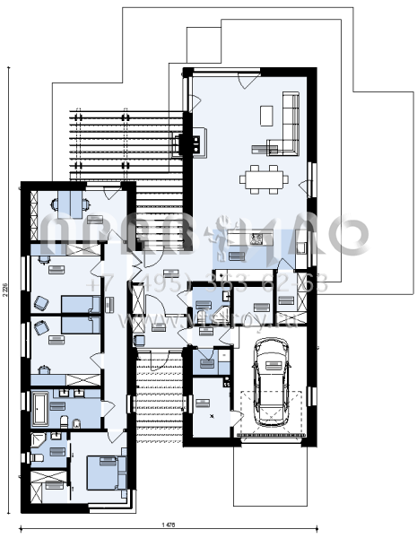 Проект современного одноэтажного дома S3-184 (Z388 B)