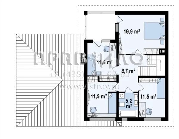 Готовый проект двухэтажного дома с гаражом на два автомобиля S3-186-7 (Zx24 GL2)