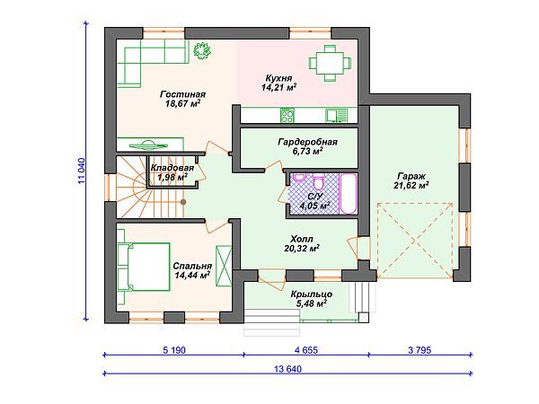 Проект дома с гаражом S4-214 (К-351)