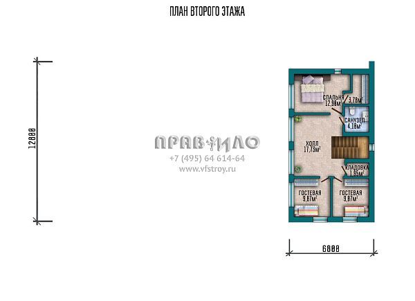 Проект дома для узкого участка с плоской кровлей, внутренней террасой и выступающим гаражом S2-284 (168-284-2Г)