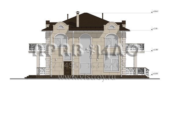 Проект красивого двухэтажного дома с большими балконами S-240