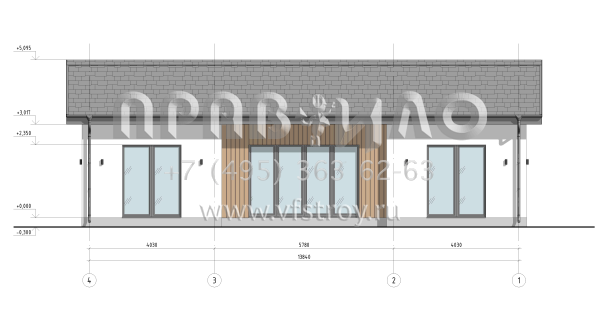 Проект одноэтажного дома из двухслойных ж/б панелей  SP2-100-1 (1А-100-1СК)