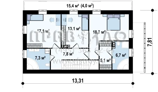 Проект дома из керамических блоков (кирпича, газобетона) S3-156-5 (zx60 bg)