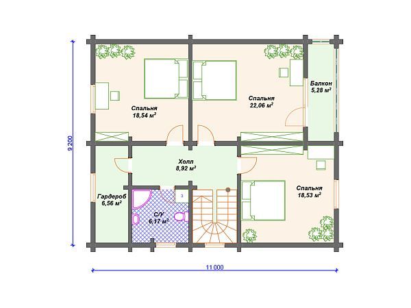 Проект деревянного дома с эркером S4-194 (ДС-155)