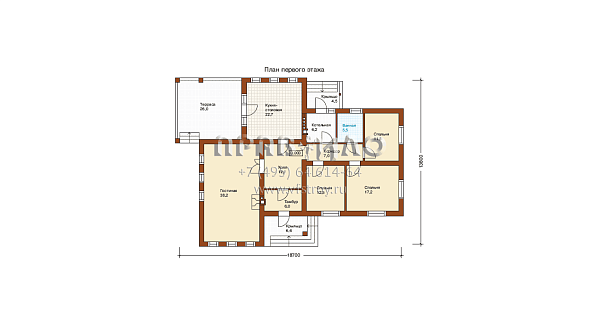 Проект одноэтажного загородного дома I-147-1P