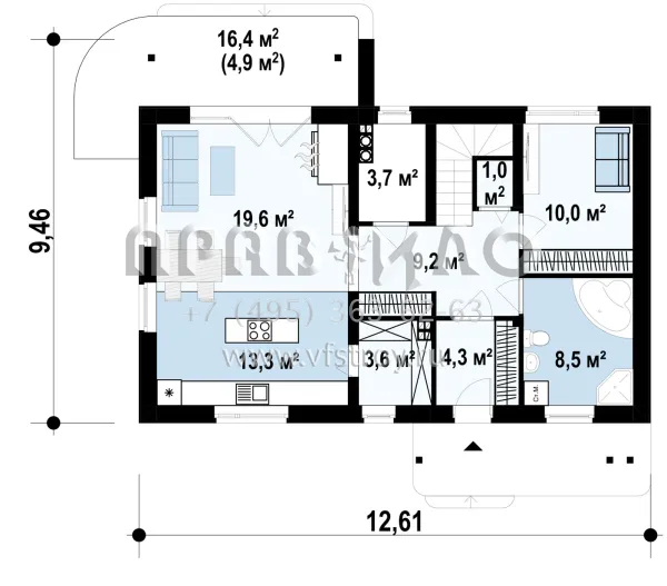 Проект двухэтажного функционального дома S3-154 (Z111)