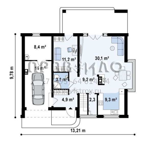 Проект частного дома для нестандартного узкого участка  S3-189-1(Z237)