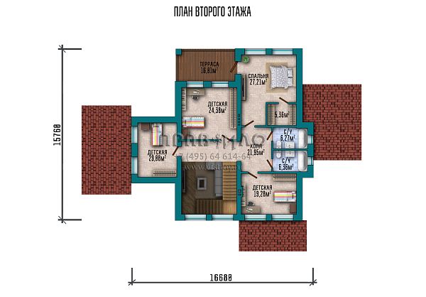 Проект большого дома с просторной планировкой, террасой и верандой S2-360 (259-360-1М)