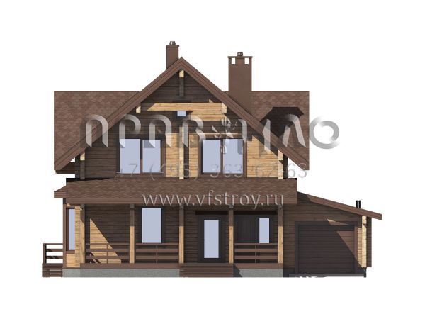 Деревянный дом с гаражом S7-216 (1-42e.1)