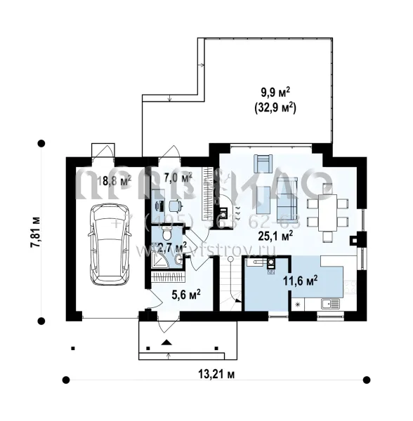 Проект частного двухэтажного прямоугольного дома  S3-148 (Z226)