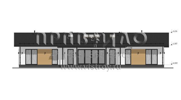 Проект одноэтажного вытянутого по длине дома S-232