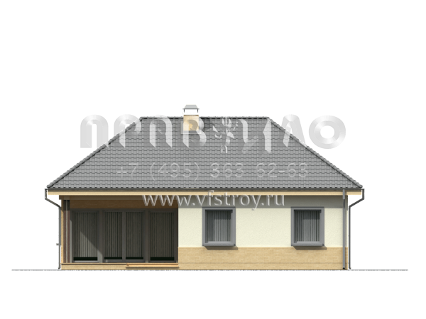 Проект современного квадратного дома с камином в гостиной  S3-111-4 (Z24)