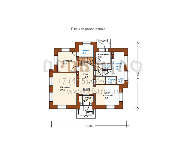 Проект компактного в плане дома из камня I-199-1K
