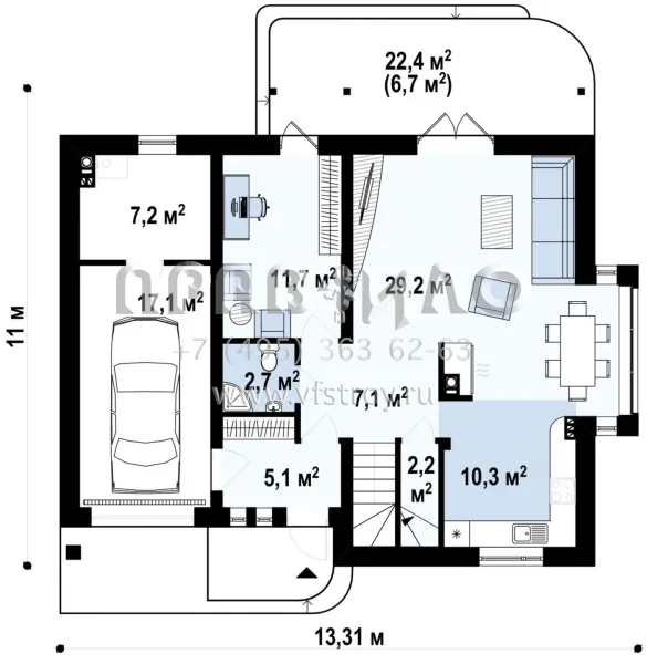 Проект комфортабельного загородного дома  S3-189 (Z124)