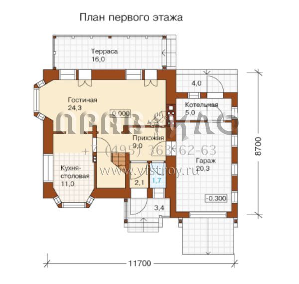 Компактный кирпичный коттедж S6-141(G-141-1K)