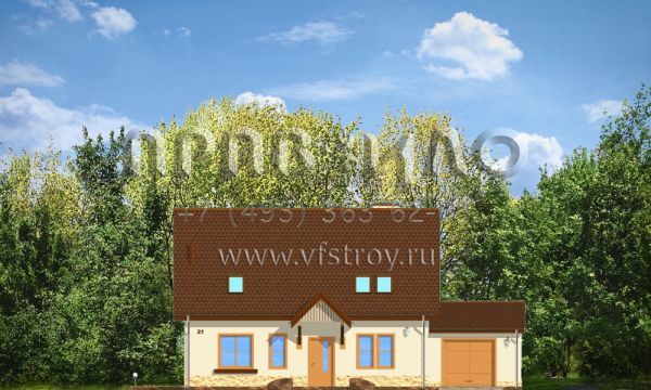 Проект дома с пристроенным гаражом S8-198-2 (Лесной Заулок 2)