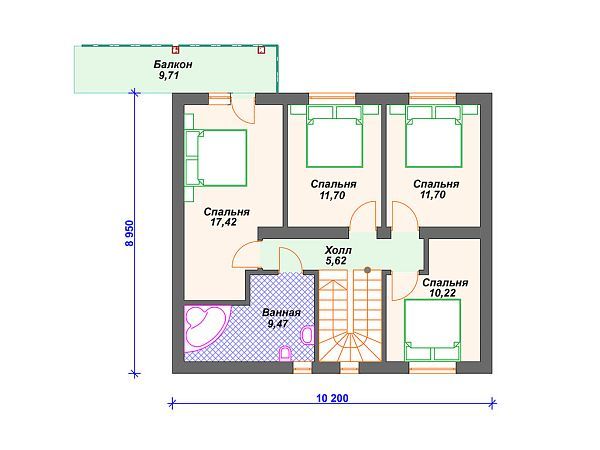 Проект каменного дома с мансардой S4-191 (К-090)