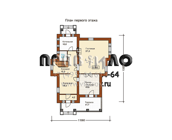 Проект двухэтажного дома из кирпича по проекту I-197-1K